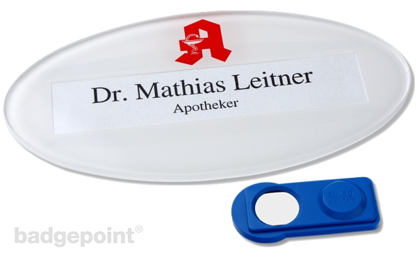 Name badges for pharmacies and medical doctors 