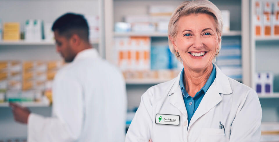 Badges personnalisés pour pharmaciens 