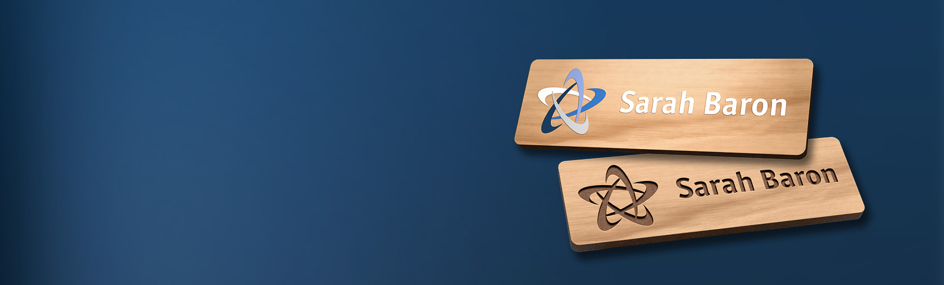 Buy wooden name badges in premium quality - Design online and order now.