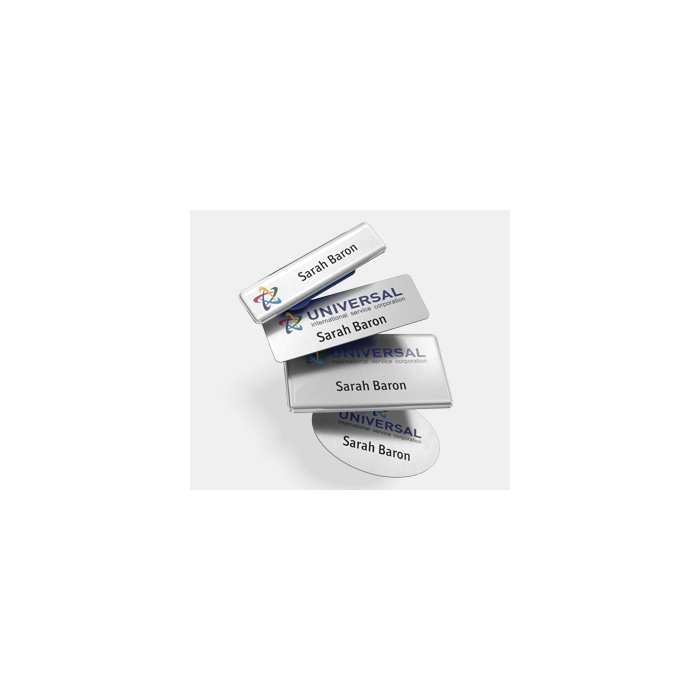 OfficeTree 10x Aluminium Namensschilder Magnet und Anstecknadel