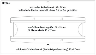 skyline name badge dimensions